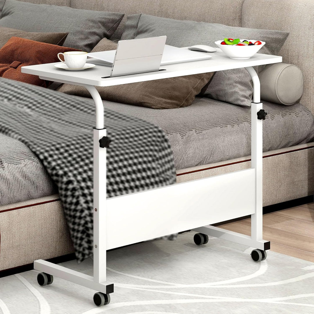 soges Computertisch Laptoptisch höhenverstellbar PC-Tisch mit Rollen, Oberfläche mit Einschnitt als