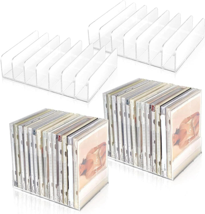 Kopinma Acryl CD Regal 4er-Pack Durchsichtiger CD-Aufbewahrungsständer, CD/DVD Tablett Archivierungs