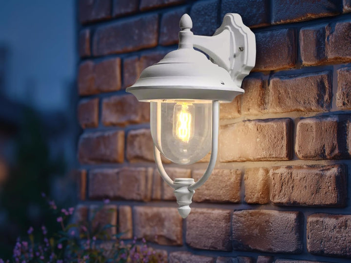 LED Aussenwandlaterne hängend im Landhausstil, Höhe 46cm, weiss, Wandleuchte Hängend
