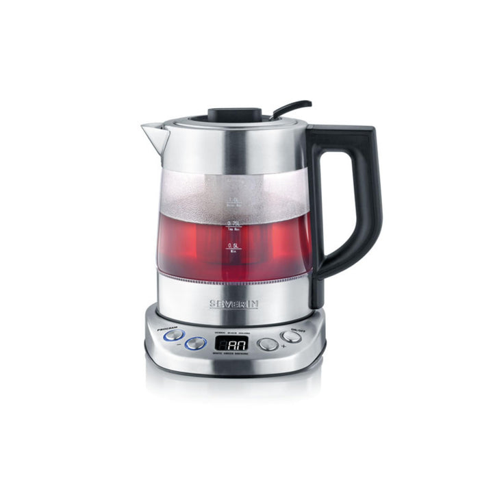 SEVERIN Tee-/ Wasserkocher Deluxe Mini, Glaswasserkocher für bis zu 1,0 l, elektrischer Teekocher mi
