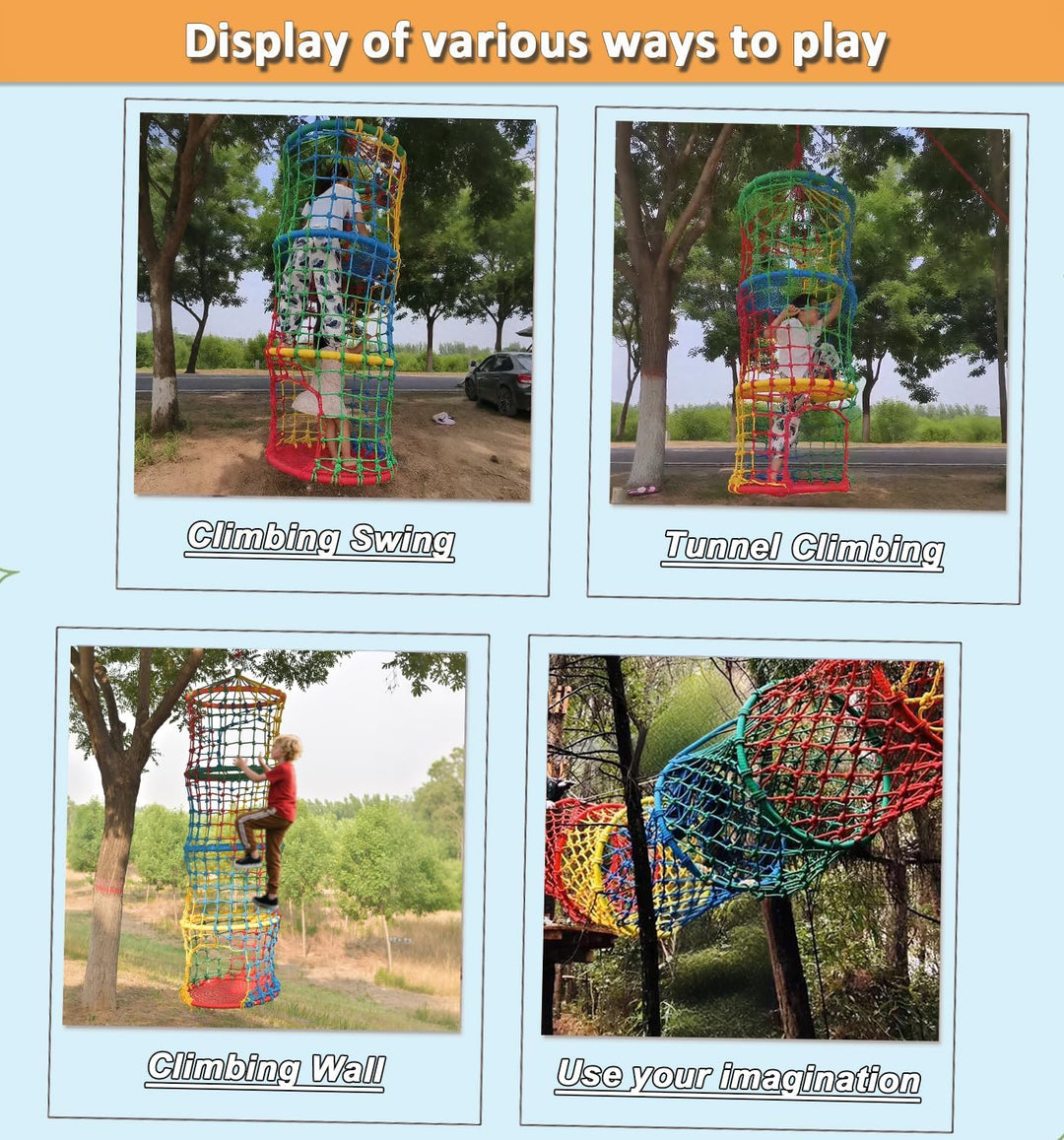 Klettergerüst für Kinder Outdoor-Klettergerüst mit Kletternetz Hängender Kletterturm für Kinder Spie