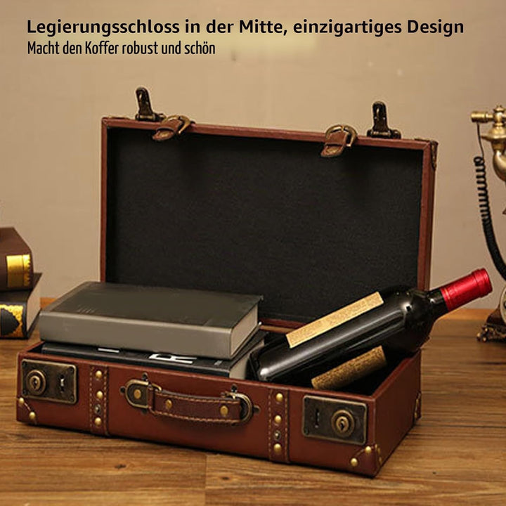 NOENNULL Brauner Mini-Lederkoffer Im Vintage-Stil, Kleiner Handgepäckkoffer mit Schultergurt Reiseko