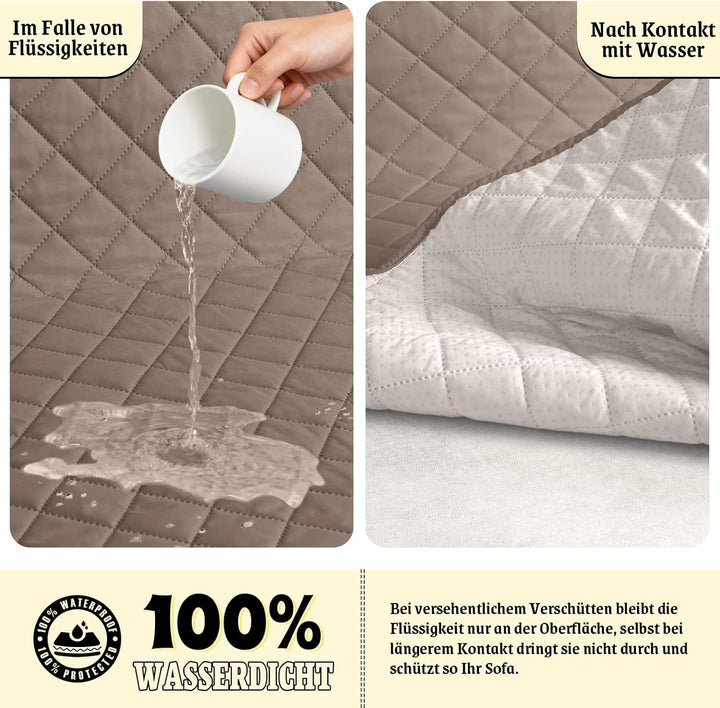 TAOCOCO Sofa Überzug, Sofabezug Wasserdicht Mit Gummiband，Wohnzimmer Anti-Rutsch Gepolsterter Sofasc
