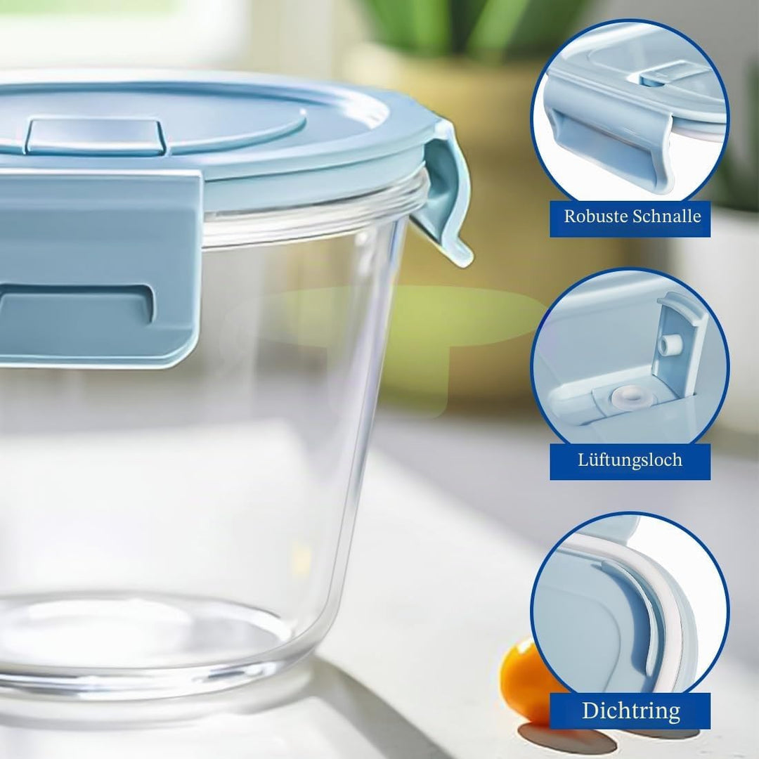 S.ROKE TTAN 710ml Glas Lebensmittelbehälter, Glas Suppe Behälter, Runde Glas Lebensmittelbehälter &