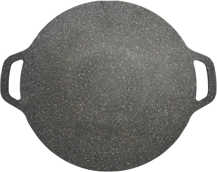 Koreanische Grillpfanne, Doppelgriffe, Schwarzer Koreanischer Grill, Gerippte Textur, Massives Druck