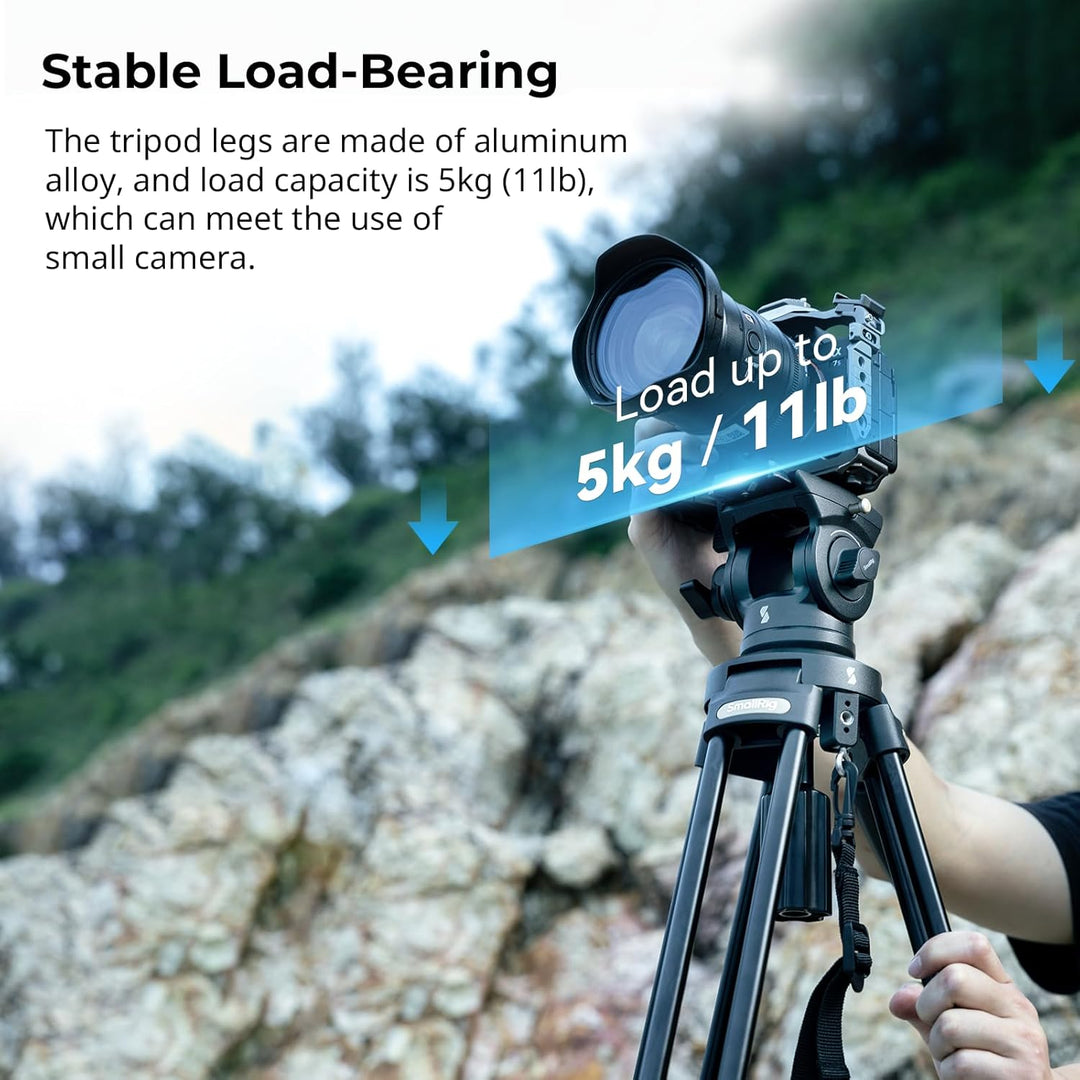 SMALLRIG 62" Videostativ mit 360° Fluidkopf, leichtes Kamerastativ aus Aluminiumlegierung mit QR-Pla