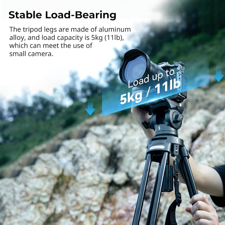 SMALLRIG 62" Videostativ mit 360° Fluidkopf, leichtes Kamerastativ aus Aluminiumlegierung mit QR-Pla