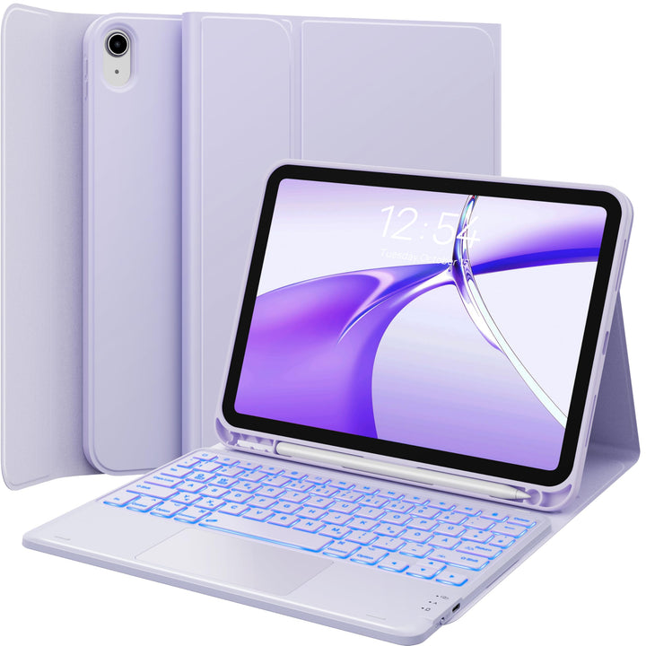 CHESONA Hülle mit Tastatur für iPad 10 Generation/11 Generation A16 2025, 7 Farben Beleuchtung, Mult