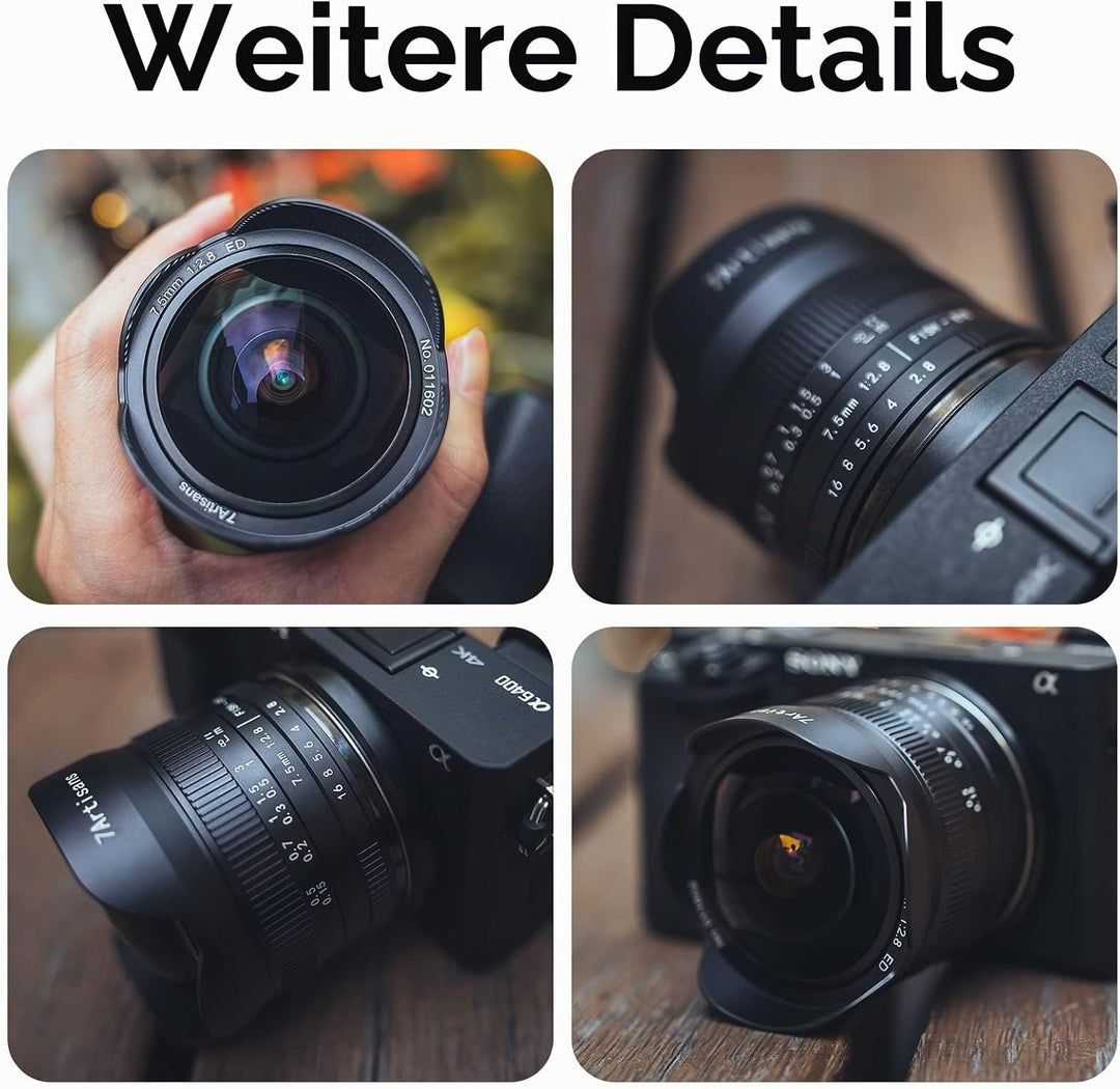 7artisans 7,5 mm f2.8 Mark II APS-C Fischaugen-Weitwinkel-Objektiv für spiegellose Canon R Mount Kam