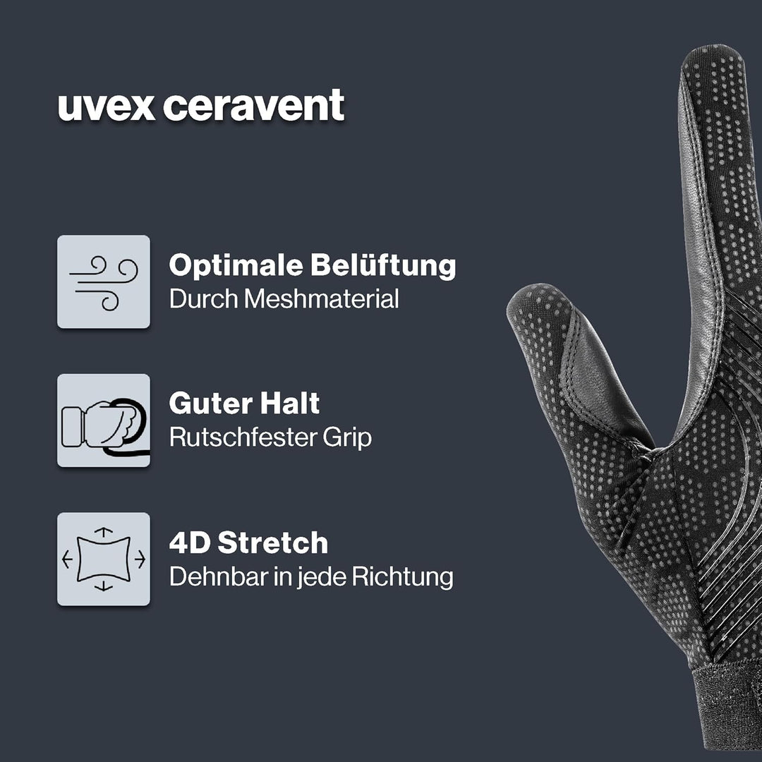 Uvex Ceravent Reithandschuhe 8 Schwarz, 8 Schwarz