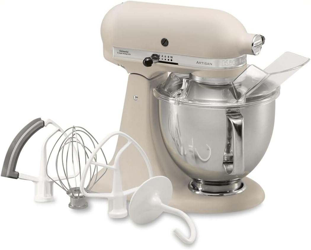 KitchenAid 5KSM175PSEFL Artisan Küchenmaschine, Stainless Steel, Weiss