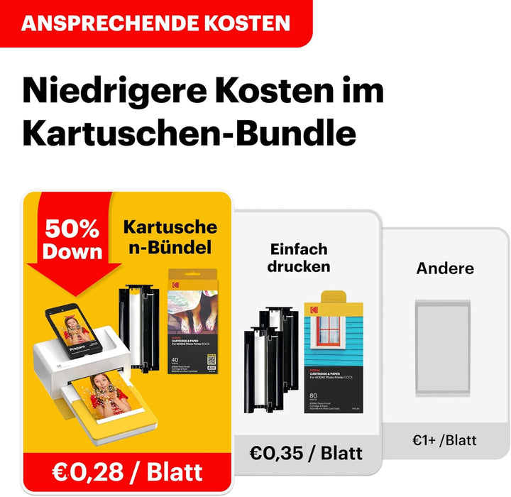 KODAK Dock Plus Portable Instant Photo Printer, Compatible with iOS, Android and Bluetooth DevicesFu