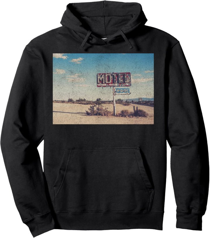 Trendy Motel Sign Photo Pullover Hoodie