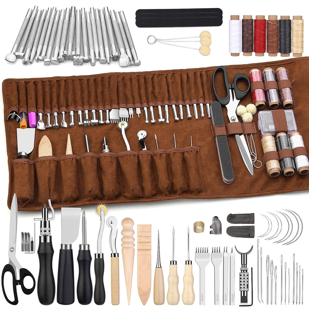 Wamkon Lederhandwerks-Werkzeuge Leder-Nähset Lederschnitzwerkzeuge Lederhandwerks-Werkzeug-Set für L