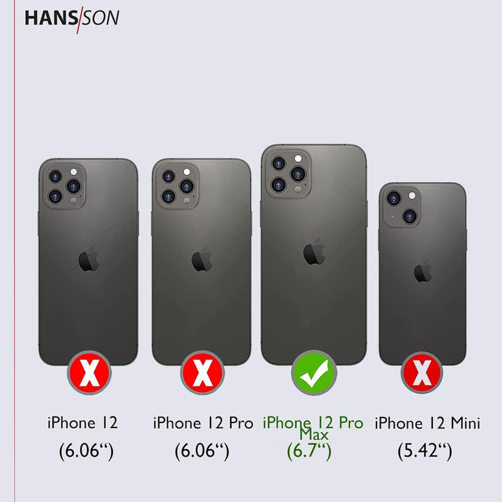 HANS/SON Hülle aus Echtleder mit Kartenfächern | iPhone 12 Pro Max Klapphülle in Magenta | Geldbeute