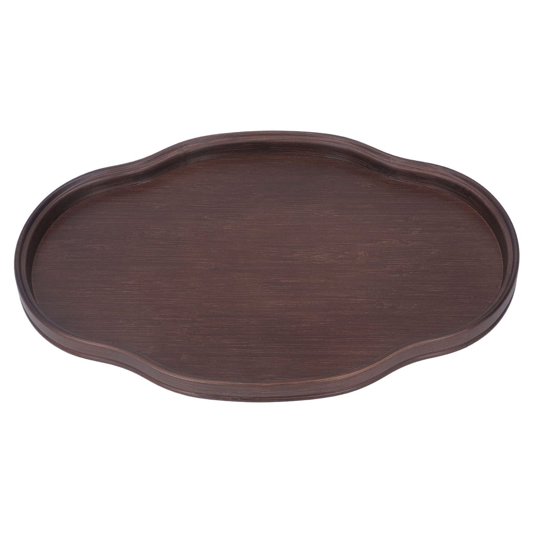 Strukturiertes Teetablett, Elegante Walnussfarbe, multifunktionales Couchtischtablett für den Gästee