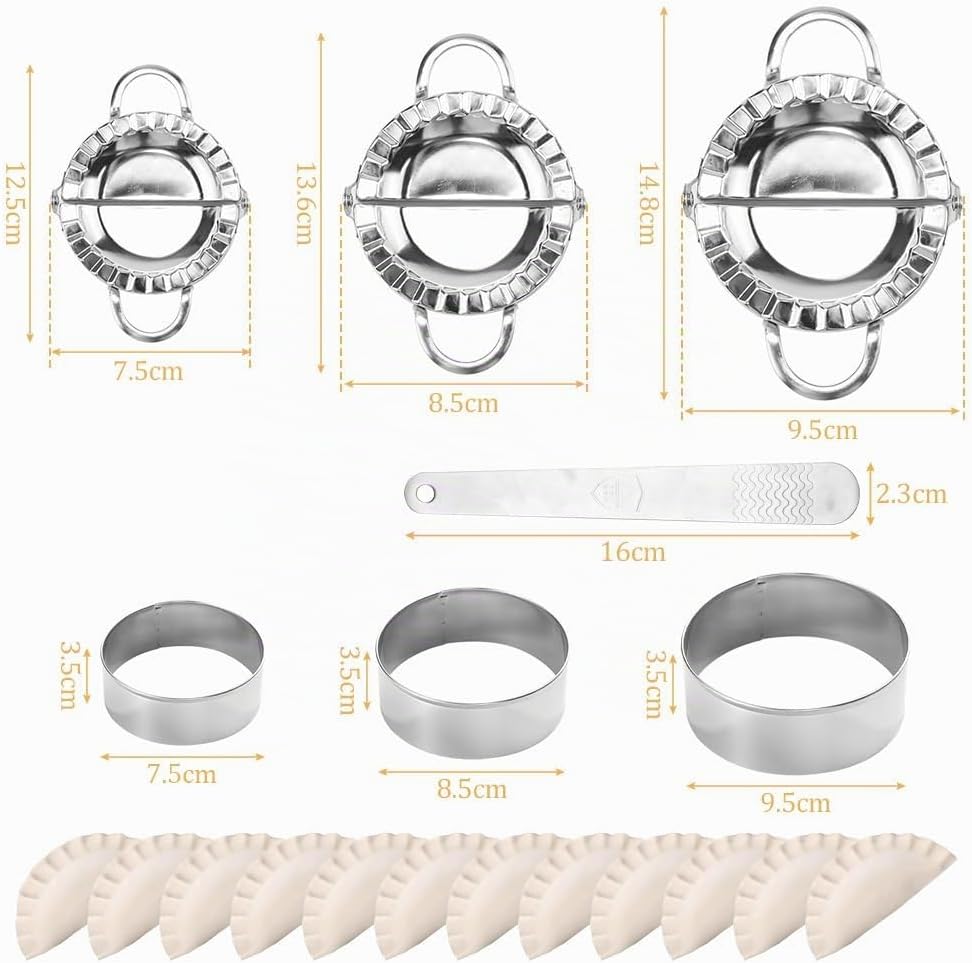 7 Stück Ravioli Former Edelstahl Ravioli Dumpling Maker Former Raviolirad Ausstecher Set Rund Dumpli