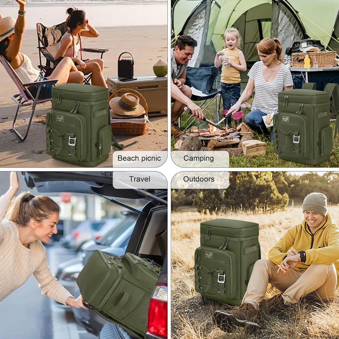 Kühlrucksack, 30L Grosse Thermo Kühltasche Rucksack, Wasserdicht Picknickrucksack Gross für Strand,