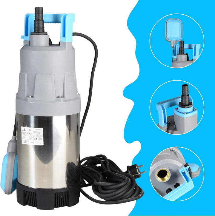 Tauchdruckpumpe FLOX 35P mit Schwimmerschalter (900 W, 6000 l/h, 35 m Förderhöhe) – Klarwasserpumpe