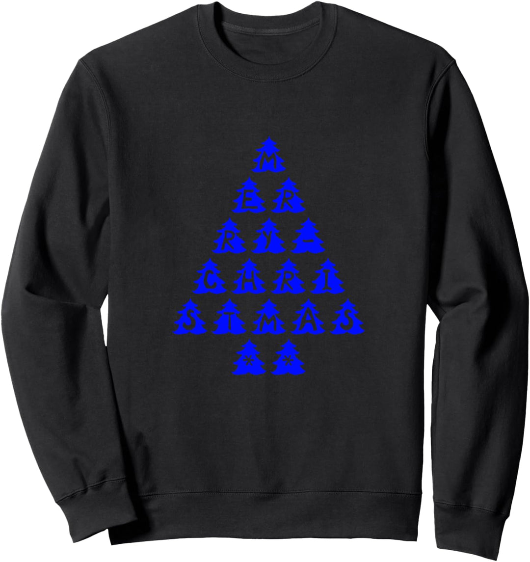 Merry Christmas - Frohe Weihnachten - Baum Blau Farbe Sweatshirt