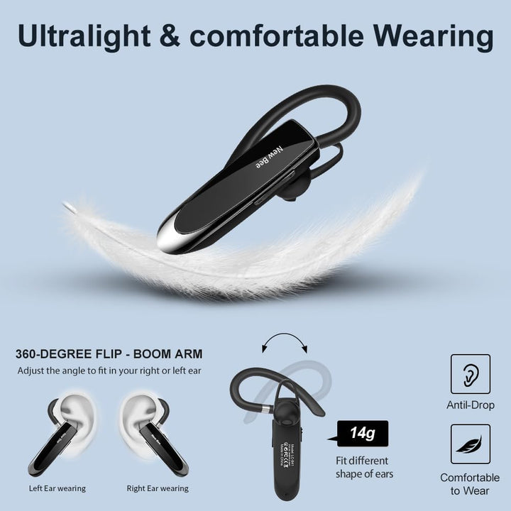 New Bee Bluetooth Headset Wireless Freisprech Telefon Bluetooth-Headset mit Mikrofon für iPhone Sams