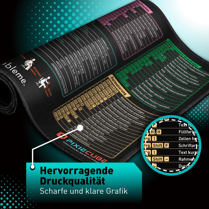 Excel Shortcuts unterlage Deutsch | Shortcut-Tasten-Mauspad | erweitertes grosses XL-Spickzettel Gam