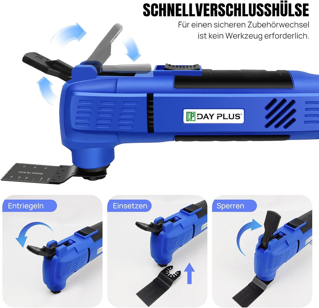 Multifunktionswerkzeuge 280W Oszillierende, 3°Oszillationswinkel, 1StüCk Halbkreis-Schleifplatte, 10