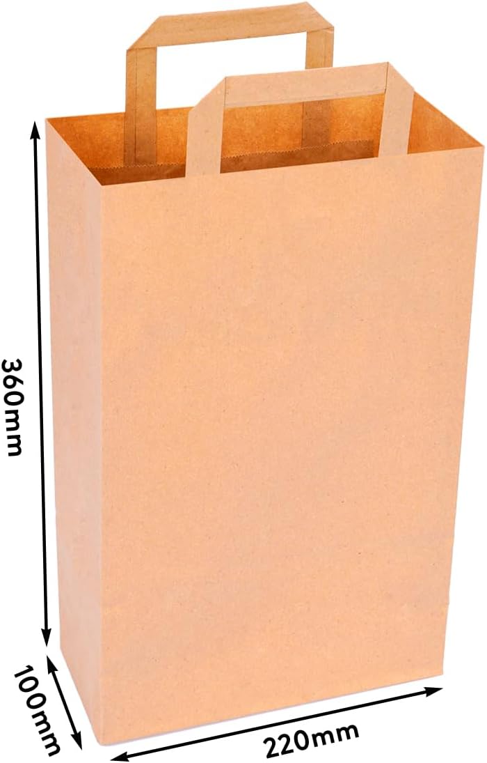 verpacking Papiertragetaschen mit Flachhenkel 22 x 18 x 8 cm Weiss - Papiertüten Bio Papiertasche Kr