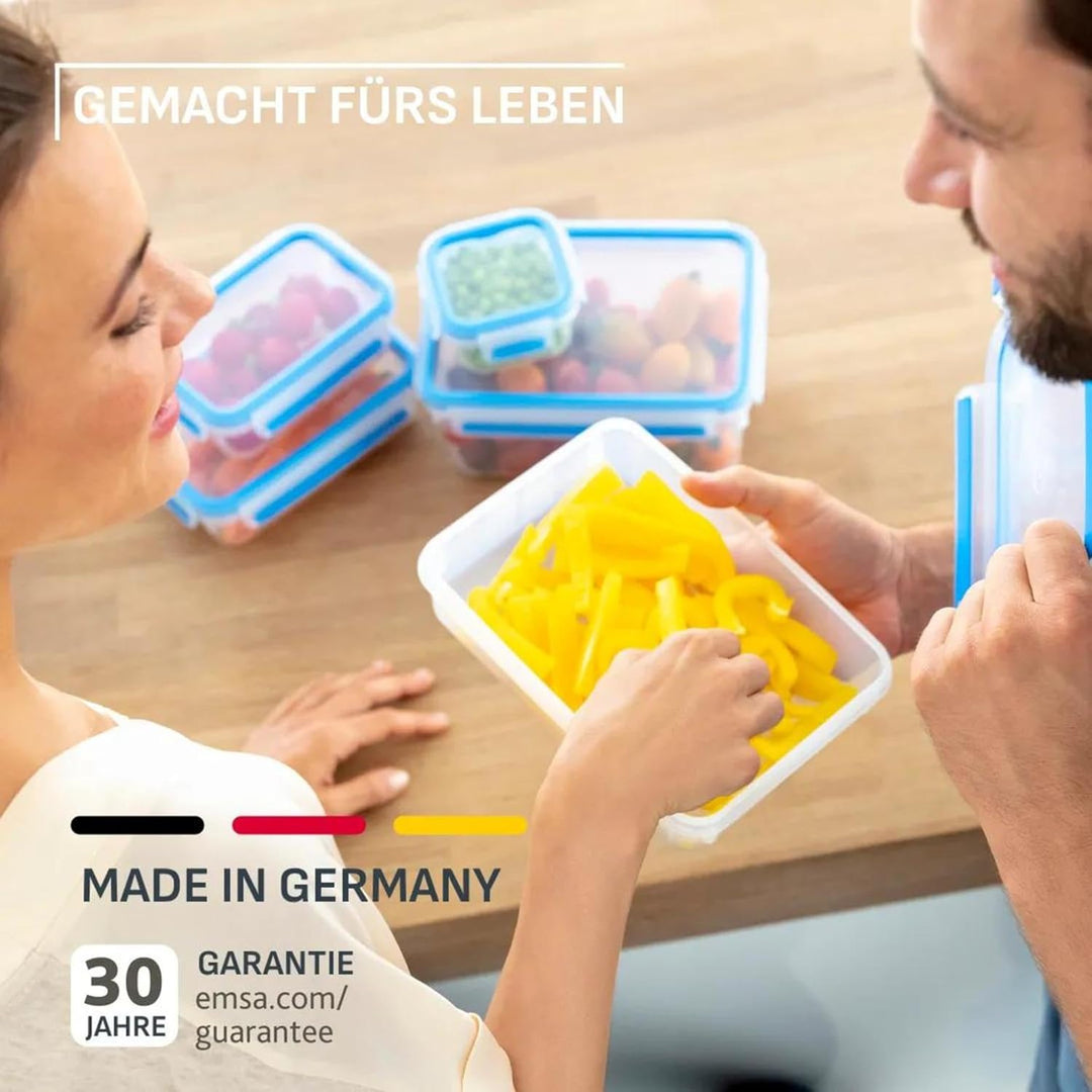 Emsa N10614 Clip & Close Frischhaltedosen-Set 9-teilig | stapelbar | mikrowellenfest | -40 bis +100