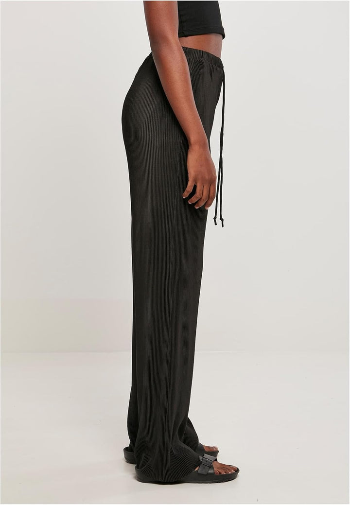 Urban Classics Damen Ladies Plisse Pants S Schwarz, S Schwarz
