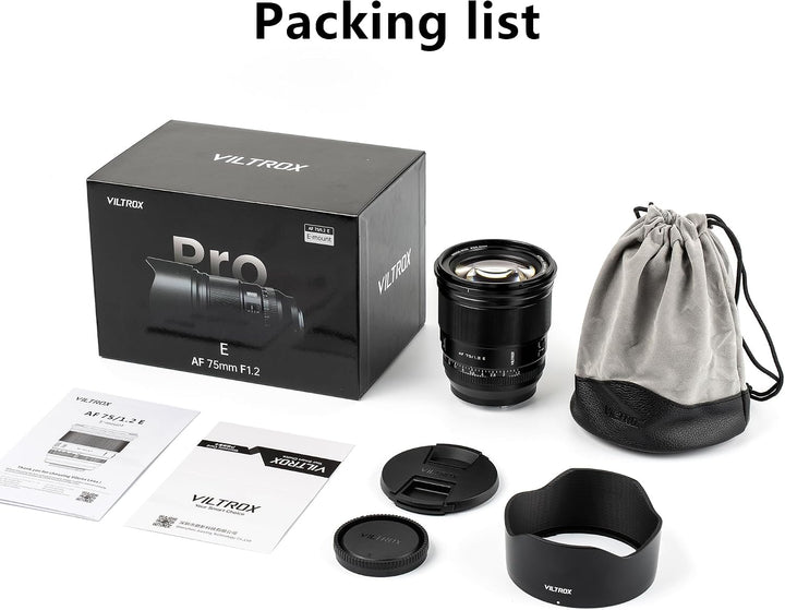 VILTROX 75mm f/1.2 E-Mount Objektiv Prime APS-C Autofokus für Sony a6000 a6400 a6700 a6600 ZV-E10 a7