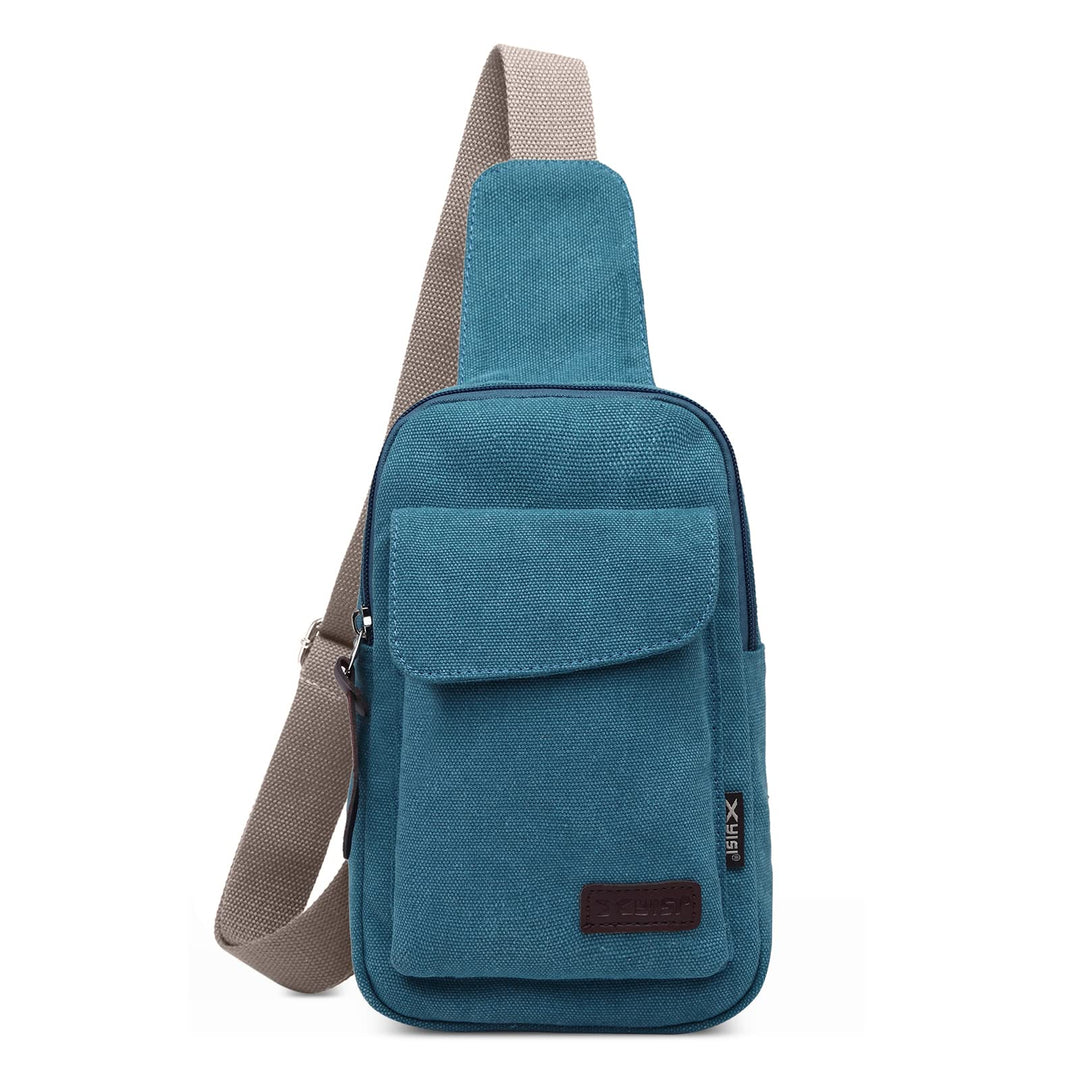 VARLIVOO Retro Sling Bag Damen Herren Canvas Brusttasche Umhängetasche Leichte Schultertasche Klein
