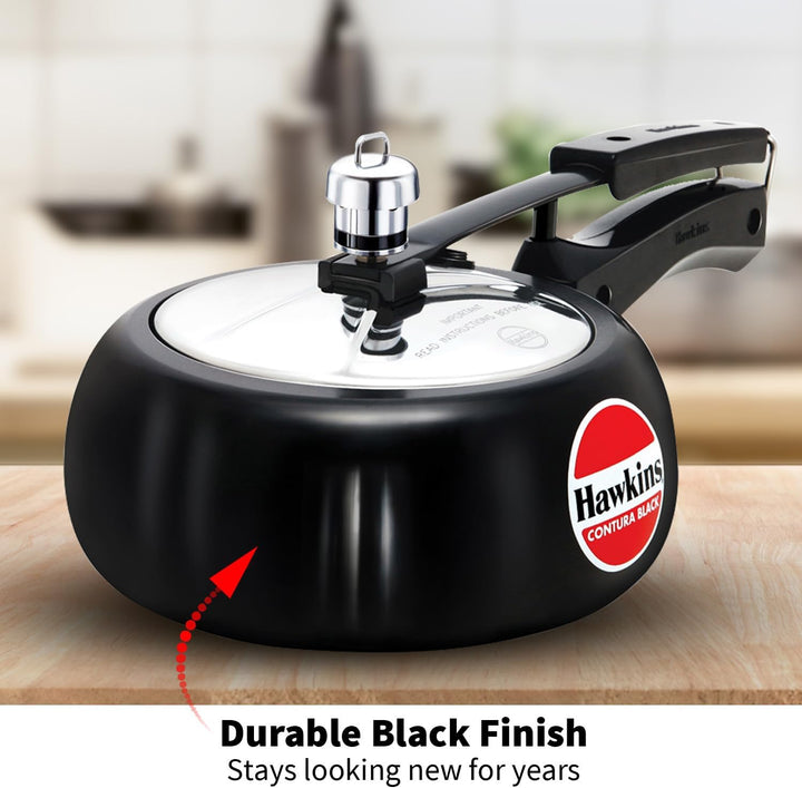 Hawkins CB20 Schnellkochtopf harteloxiert, 2 Liter, Contura Schwarz 2-Liter, 2-Liter