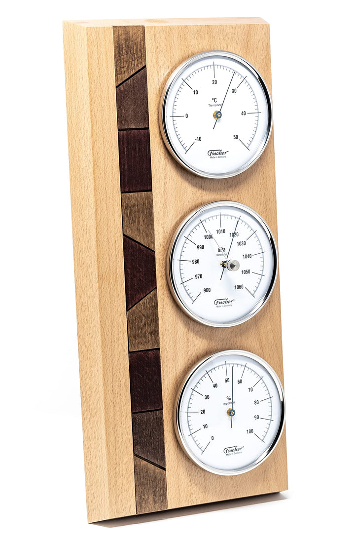 Fischer Wetterstation, Holz, Beech Wood Natural, 30 x 15.5 x 34 cm Buche-Natur, Buche-Natur