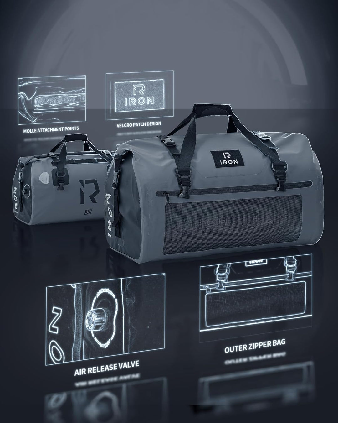 BORLENI Motorrad Hecktasche Gepäckrolle wasserdicht 30L – Premium Motorradtasche mit Rolltop, Reflek