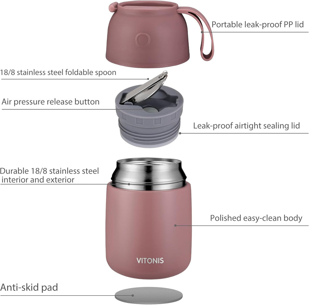 Thermobehälter für Essen 500ml Kinder Edelstahl Isolierbehälter Gefäss für warme Speissen, Essen, Su