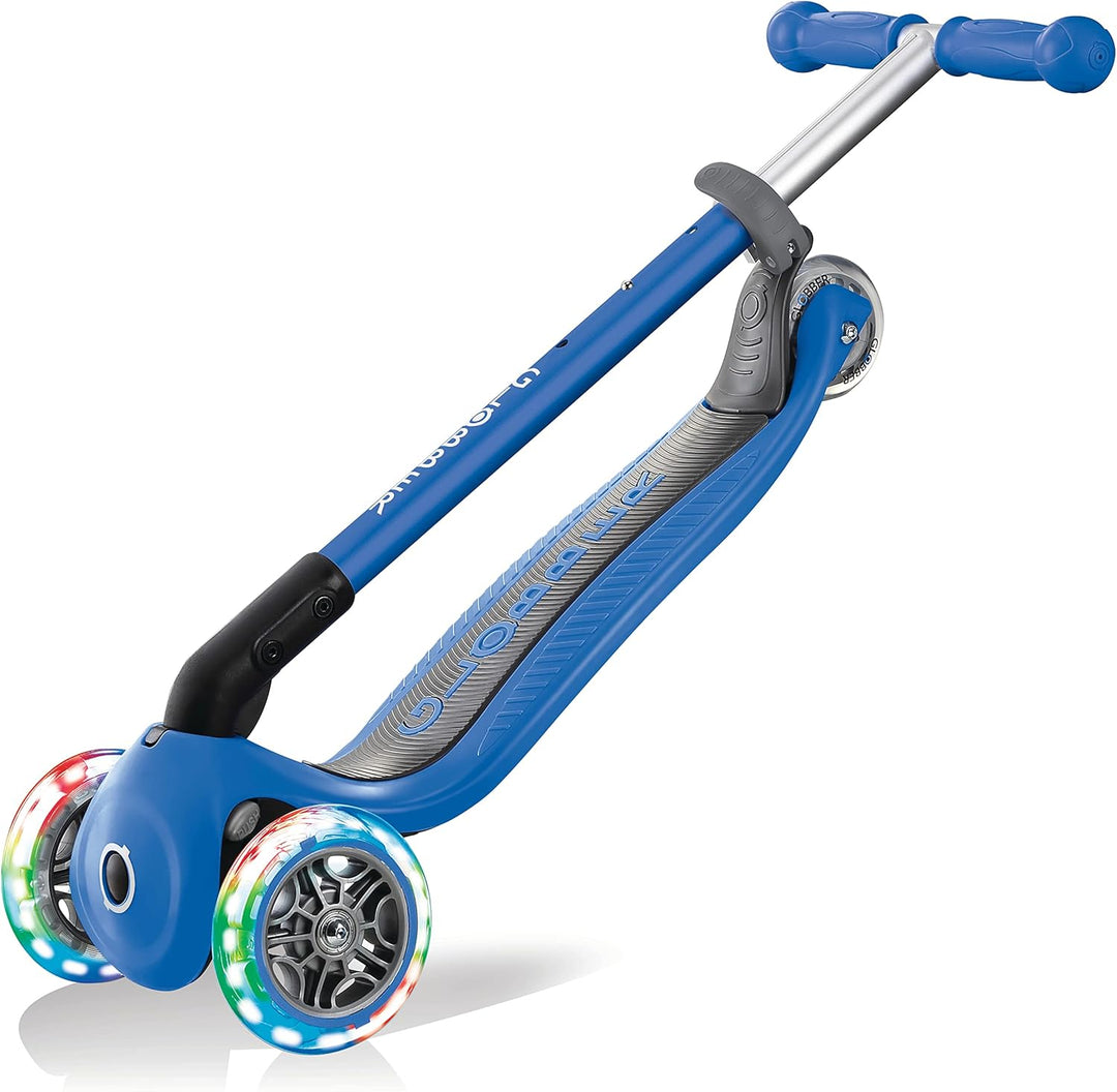 GLOBBER Primo Foldable Lights – Tretroller Kinder, 120/80 mm, ABEC 5, 3-rädrig, höhenverstellbar, LE