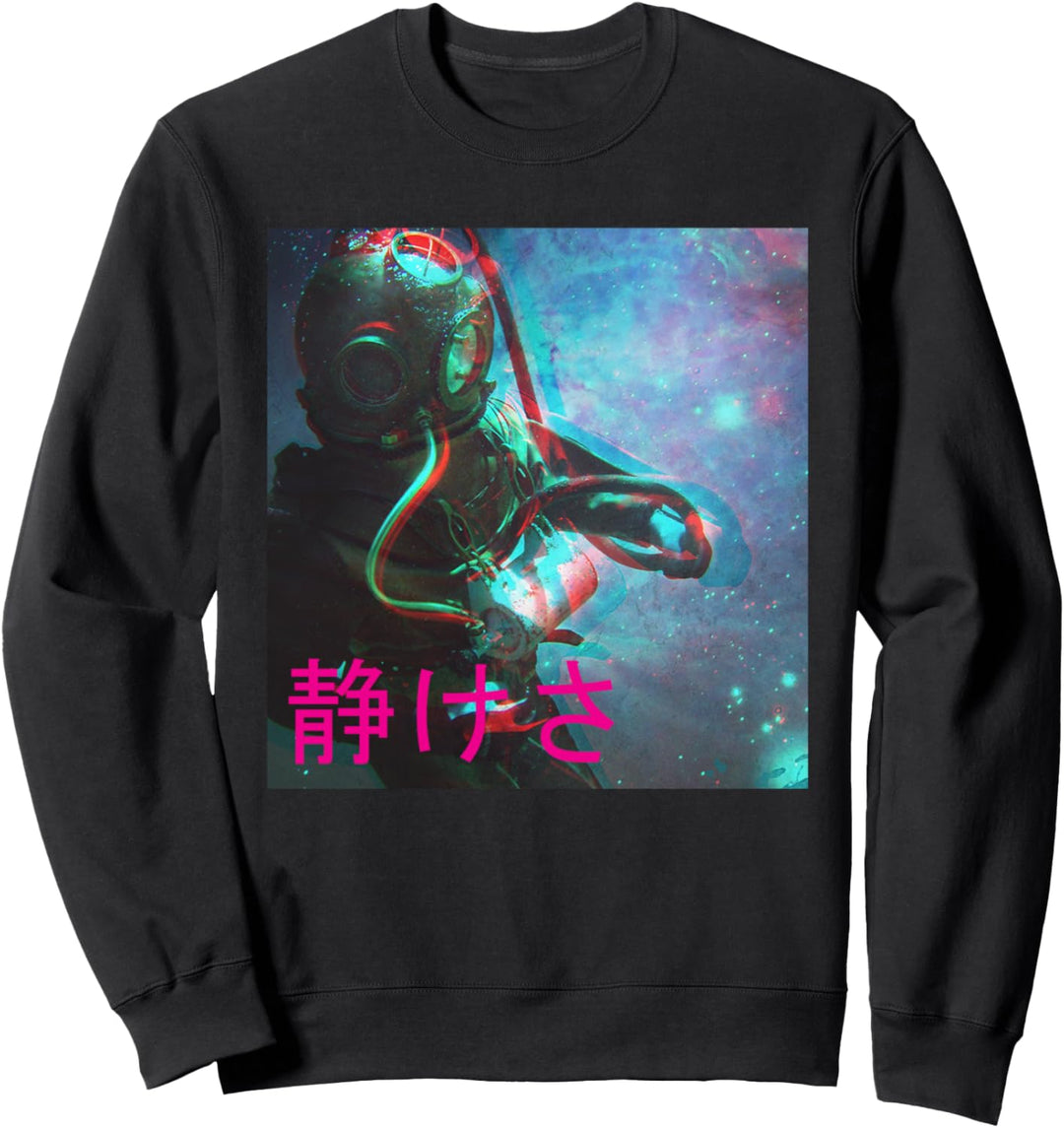 Aesthetic Vaporwave Otaku Scuba Diver In Space Sweatshirt