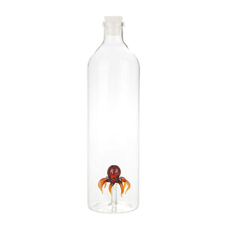 balvi - Atlantis Octopus Wasserflasche aus Glas. Enthält eine Oktopus-Figur. Mit Silikonverschluss.