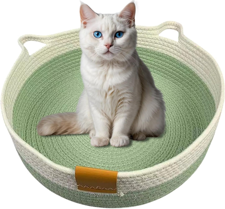 Gewebtes Katzenbett, 50 cm Durchmesser Faltbarer Korb-Nistplatz, Atmungsaktives Haustier-Liegebett,