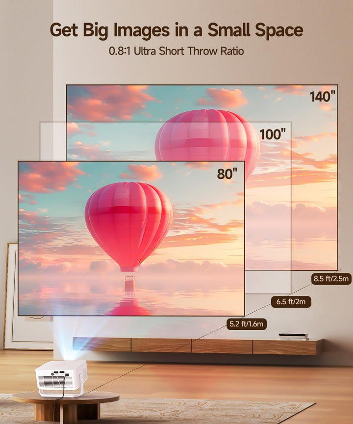 Magcubic Beamer Android 14,HY300max Mini Beamer 4K & 8K mit Dualband WiFi 6 BT 5.4, 260 ANSI unterst