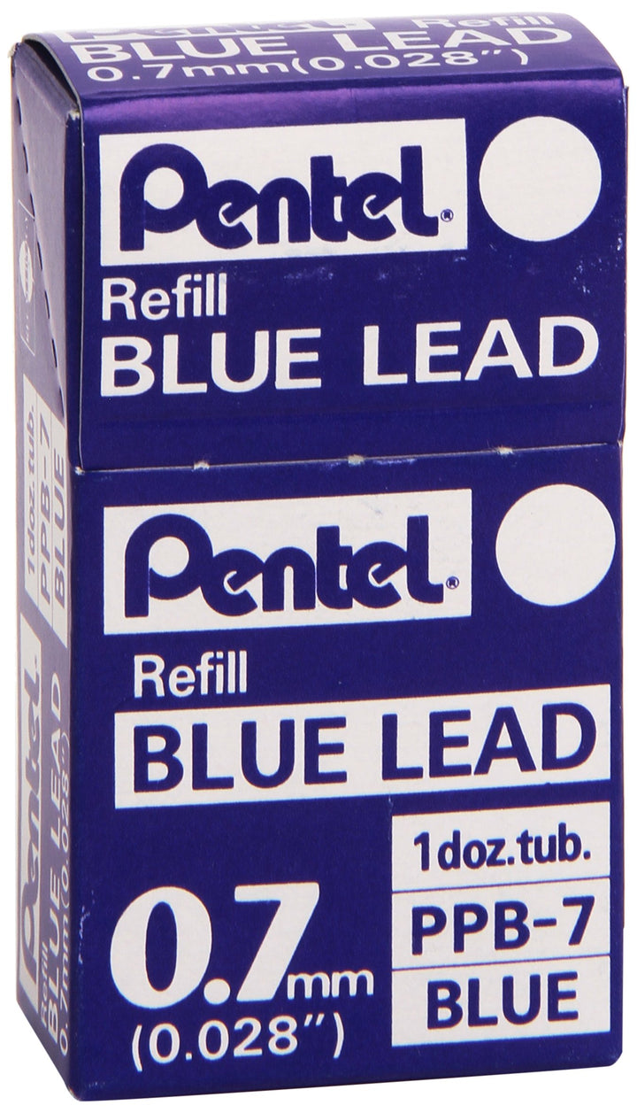 Pentel PPB-7 Ersatzminen für Druckbleistift, 12 Stück blau 0,7mm, blau 0,7mm