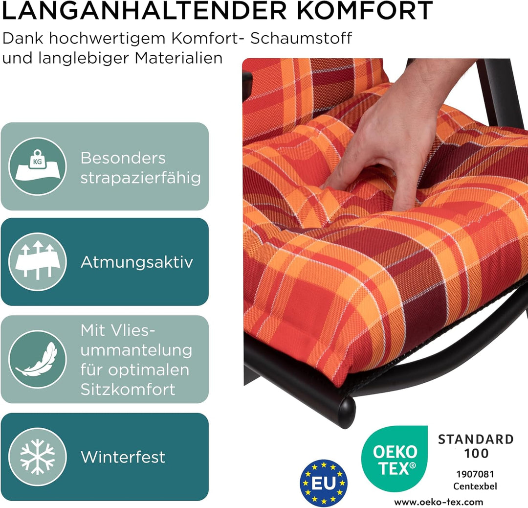 Gartenstuhlauflagen Hochlehner mit Kopfteil I Extra Dicke Sitzauflagen I Made in EU I Polsterauflage