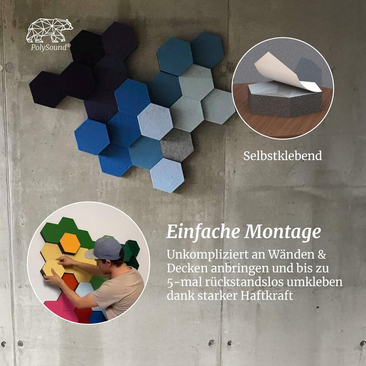 PolySound® ECO Akustikpaneele selbstklebend - Oceanic Oasis - Extra Schalldämmung durch αw 0,9 – wie