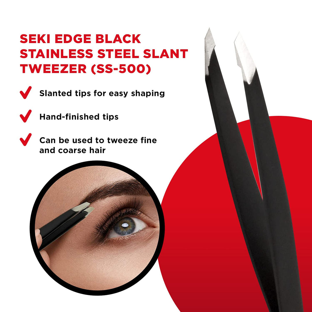 Seki Edge Stainless Steel Slant Tweezer, Black by Seki Edge