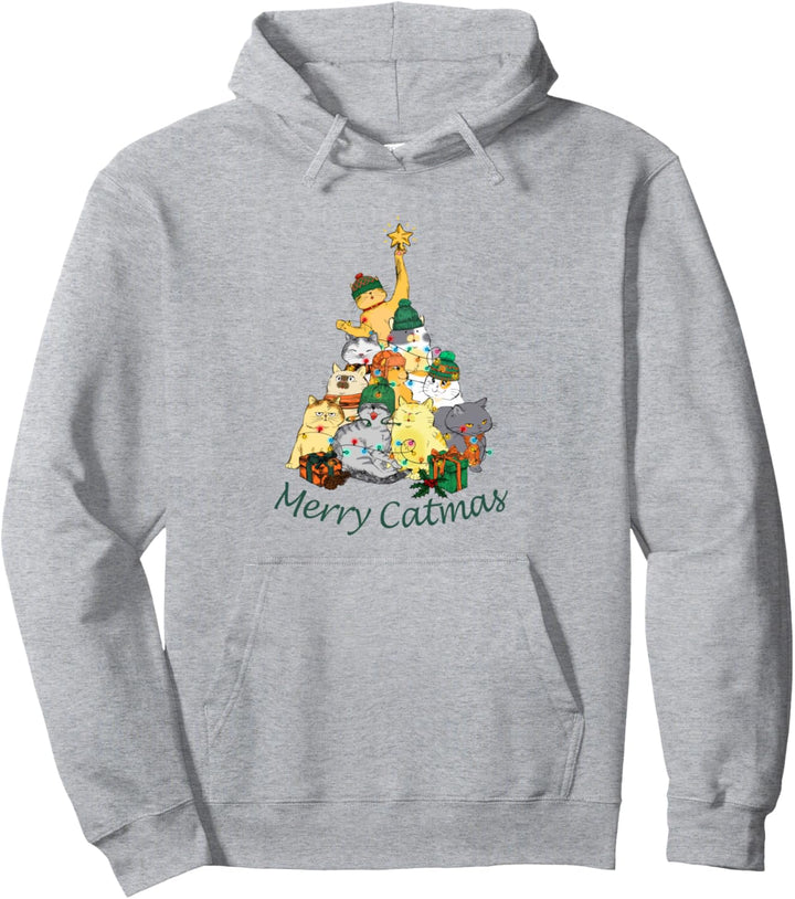Merry Catmas, lustiger Katzen-Weihnachtsbaum, Weihnachtskatzen-Wortspiel Pullover Hoodie