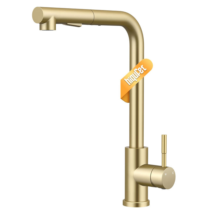 Wasserhahn Küche, Ausziehbare Küchenarmatur mit Sprühbrause aus Edelstahl und 2 Sprühfunktionen, 360