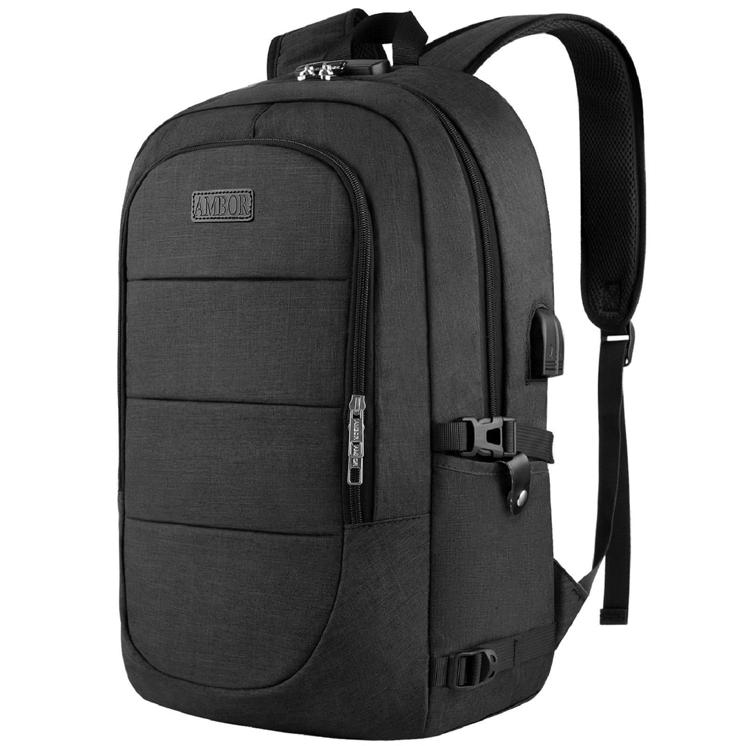 AMBOR Laptop Rucksack Herren, 17,3 Zoll Business Wasserdichter Rucksack Tasche mit USB Port&Schloss