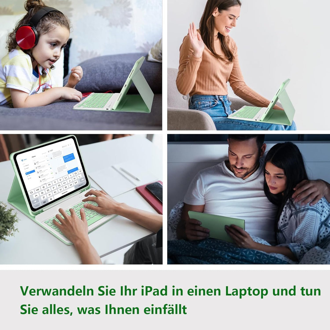 TQQ Hülle mit Tastatur für iPad A16 11 Generation 2025/10 Generation 2022(11/10.9 Zoll), Abnehmbare