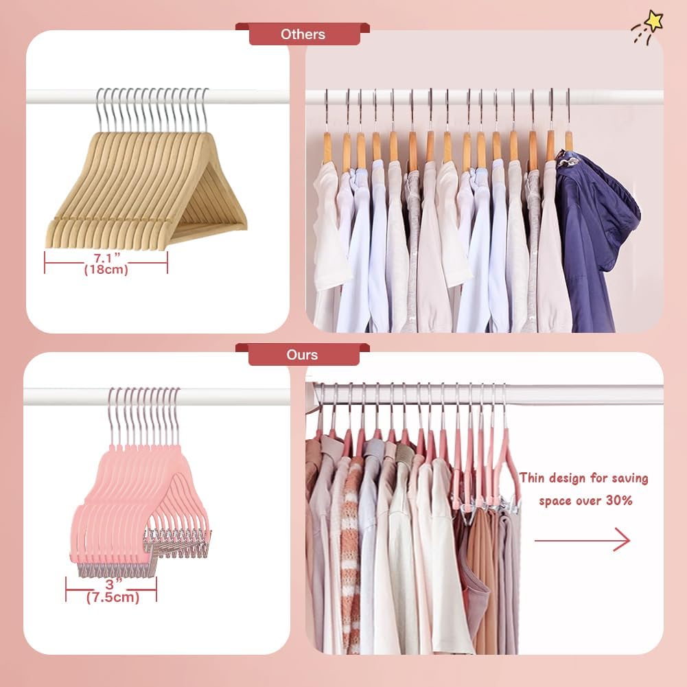 Stormix Baby Kleiderbügel, 14er-Pack Hosenbügel mit Clips, 30 cm rutschfeste Kleiderbügel, Robuste K